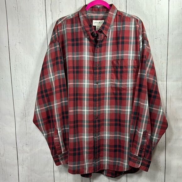 Eddie Bauer Mens Plaid Cotton Long Sleeve Button Down Casual Shirt Size XXL - Picture 1 of 16